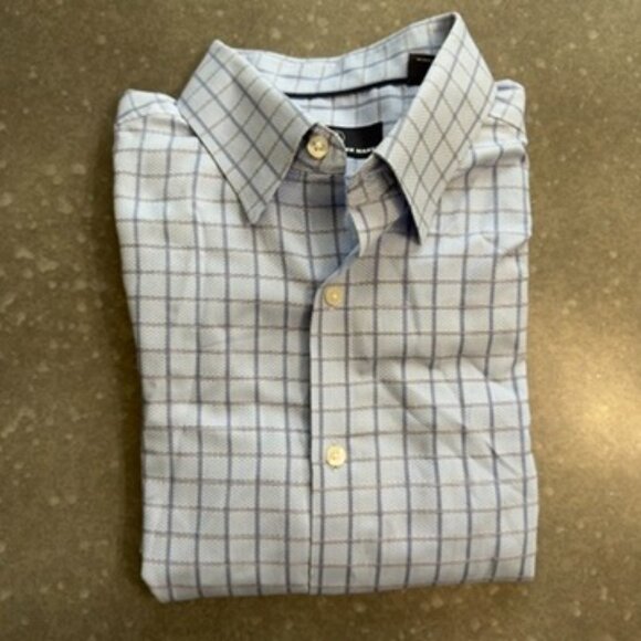 Hart Schaffner Marx Light Blue Windowpane Dress Shirt – Size Large - Picture 2 of 13